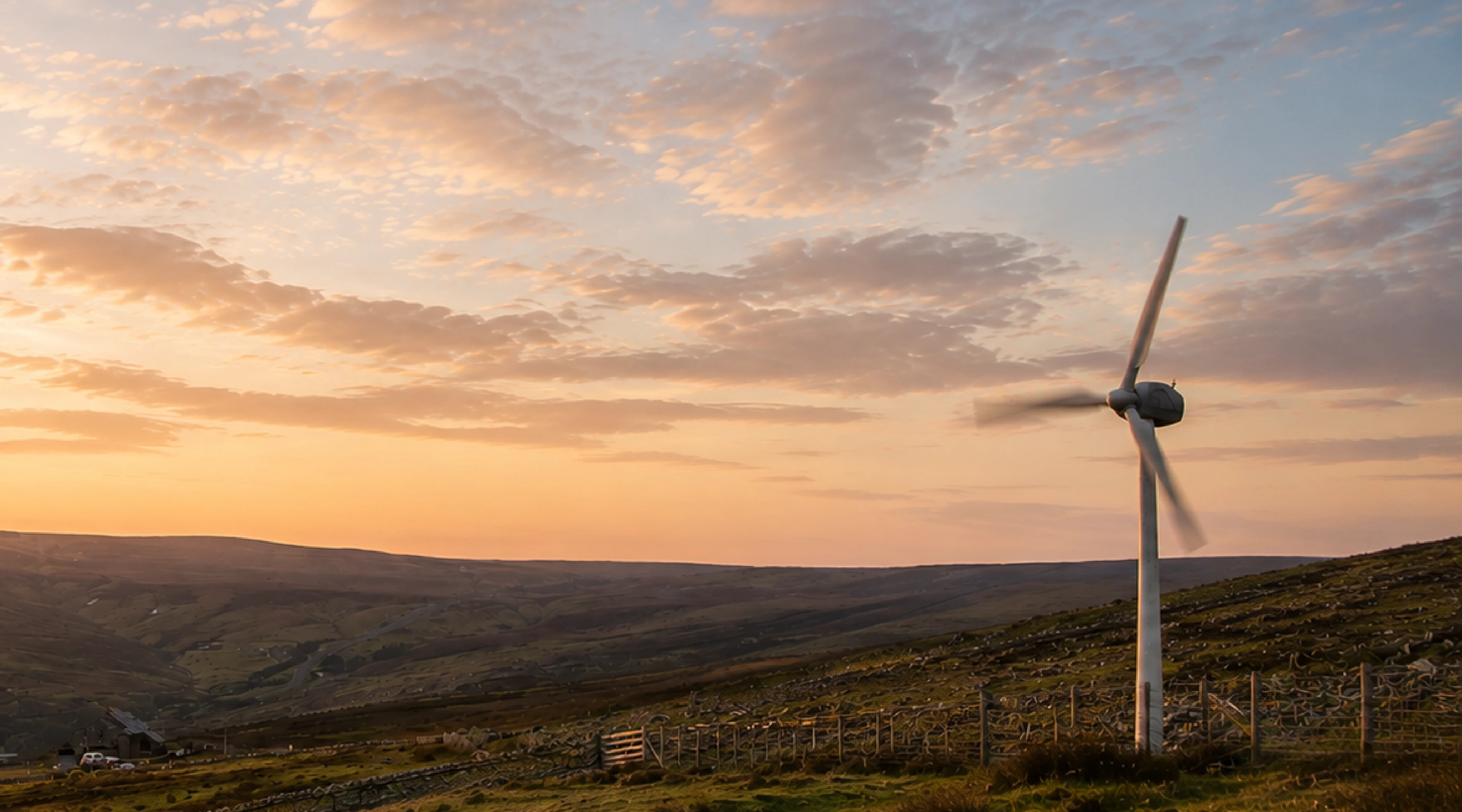 Wind farm on a hill representing off-grid engineering